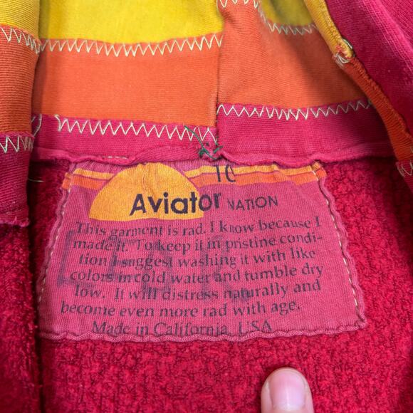 Aviator Nation Signature Rainbow Full Zip Hoodie Youth 10 Loungewear Rare Read - Picture 4 of 11